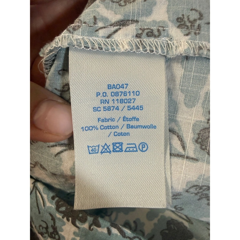 Boden Floral Blouse Women Size 6R Blue Short Sleeve Cotton Keyhole Top BA047‎ - Picture 6 of 8